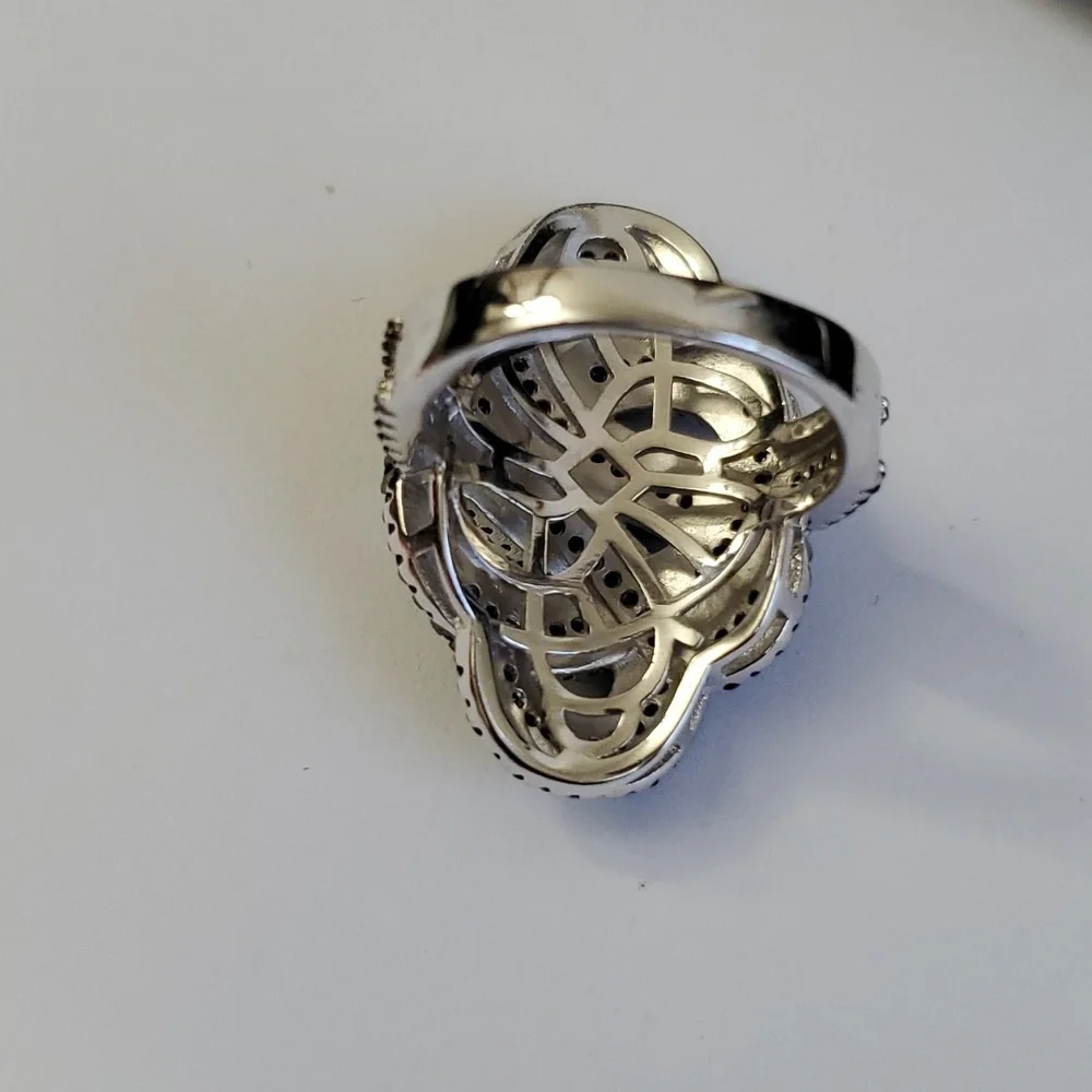 Sterling Silver 925 Spinel Art Deco Ring - Picture 7 of 9